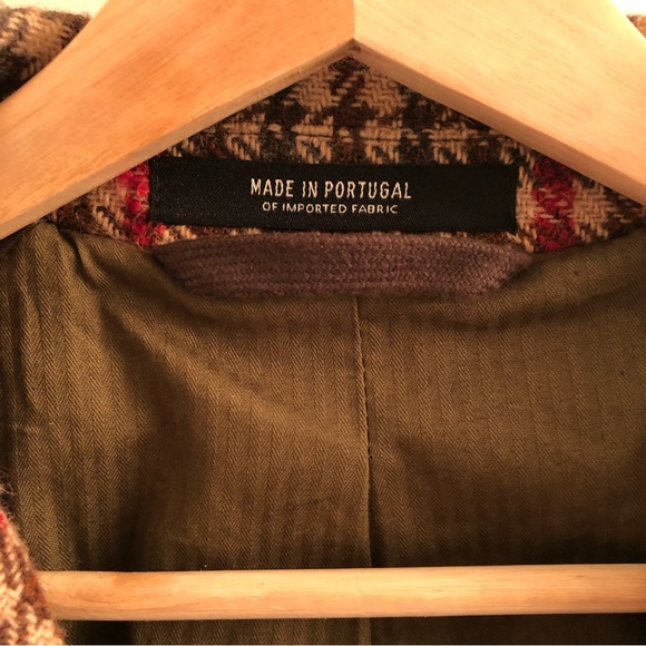 Todd Snyder Italian Tweed Raglan Windowpane Topcoat in Red (size S) - Picture 2 of 7